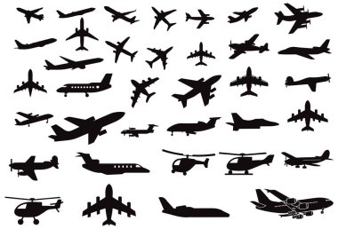 Tasarımlarınızı bu çeşitli uçak siluetleriyle yükseltin! Seyahat promosyonları, havacılık temaları ve herhangi bir projeye modern yetenekler katmak için mükemmel..