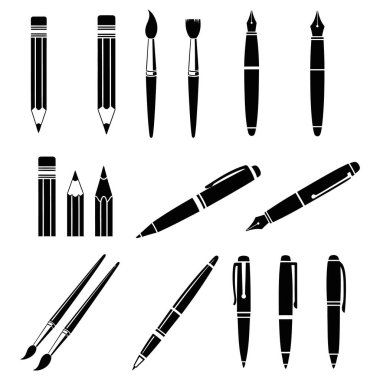 Beyaz arkaplanda izole edilmiş kalem, vektör illüstrasyonu