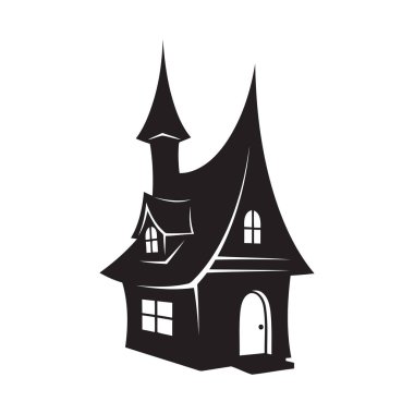 Ürkütücü perili ev silueti ürkütücü ve gizemli bir titreşim uyandırıyor. Cadılar Bayramı tasarımları, ürkütücü temalar ve doğaüstü güçlere ihtiyaç duyan yaratıcı projeler için mükemmel..