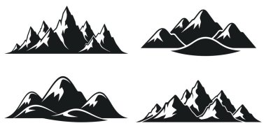 Dağ siluetleri, macera ve keşif çağrıştırıyor. Logolar, markalaşma ve doğanın dokunuşuna ihtiyaç duyan tasarımlar için ideal. Seyahat ve açık hava temaları için mükemmel.