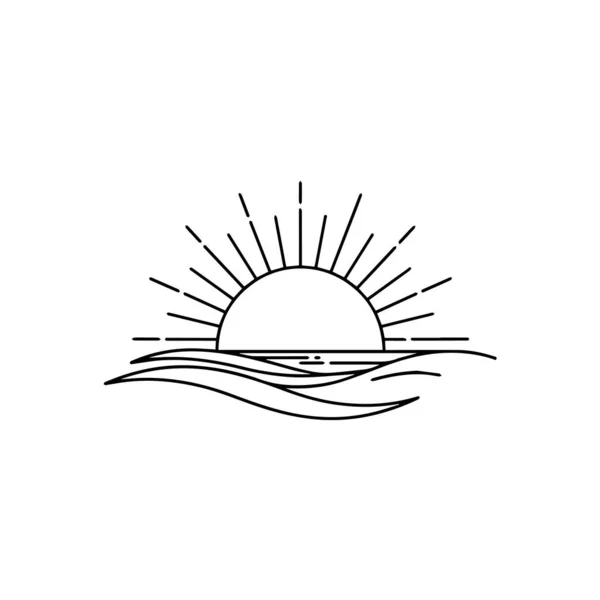 Okyanus dalgaları üzerinde bu minimalist gündoğumu çizgisi sanatı ile sükuneti uyandır. Seyahat blogları, sağlık markaları, sahil tasarımları ve sakin görseller için mükemmel..