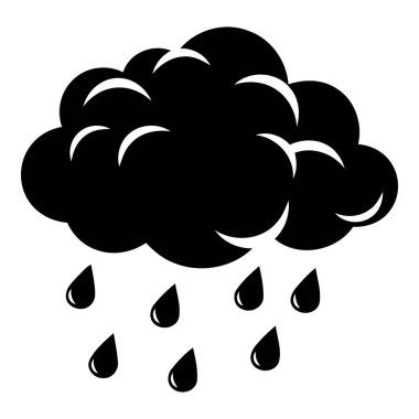 Yağmurlu bulut, vektör çizimi, siyah beyaz siluet
