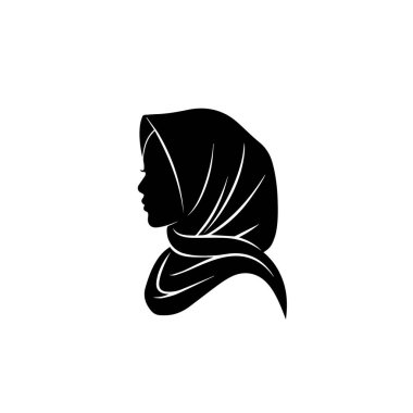 Siyah tesettürlü müslüman kız. Beyaz arkaplanda vektör illüstrasyonu