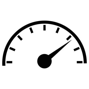 Görsel olarak hız, seviye veya ölçüm değerlerini temsil eden temel siyah ve beyaz gösterge simgesi.