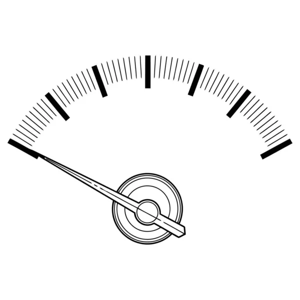 Basit bir siyah-beyaz göstergesi, düşük okuma gösteren bir iğne gösteriyor..