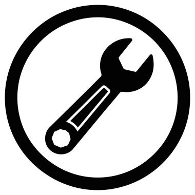 Wrench Simgesi, Tamir Aracı Sembolü, Daire İçinde Spanner Silueti