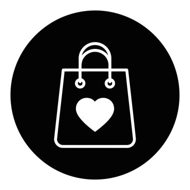 Kalp Simgeli Alışveriş Torbası, Hediye Çantası Sembolü, Aşk Torbası Simgesi