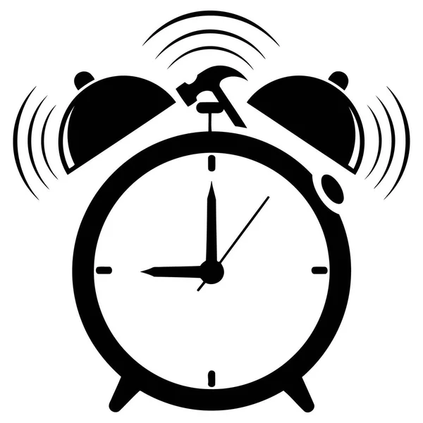 Ringing Alarm Clock with Hammer, Loud Clock Concept, Wake Up Time with Tool