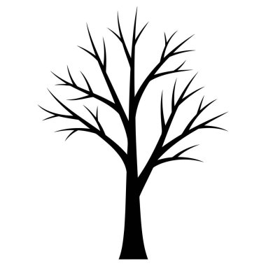 Çıplak Ağaç Silueti, Yapraksız Sonbahar Ağacı, Vektör Kara Ağaç İllüstrasyonu