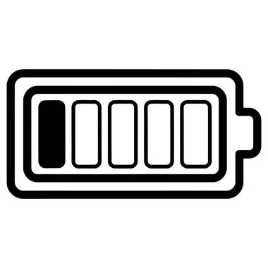 Düşük Şarj Seviyesini Gösteren Minimalist Batarya Simgesi, Siyah ve Beyaz Tasarım.