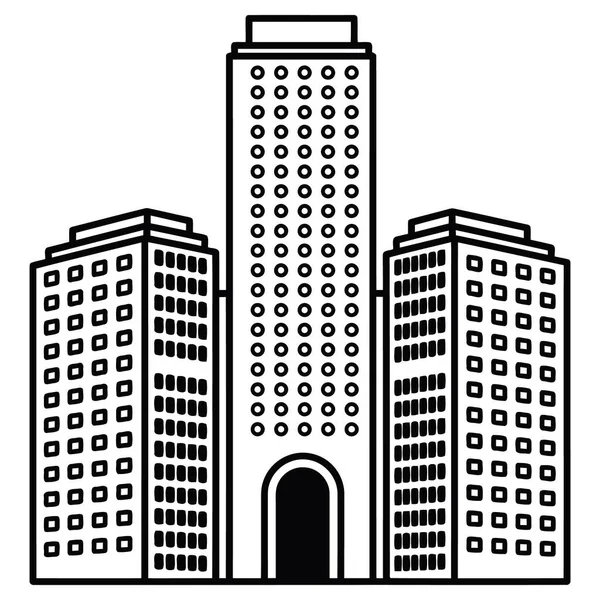 Simple Vector Cityscape Icon with Skyscraper and Buildings in Black and White