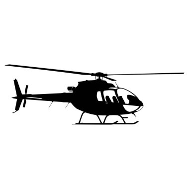 Helikopter silueti, havacılık nakliyesi, izole edilmiş helikopter.