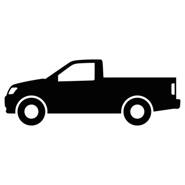 Pickup Truck Vector Icon Illustration. Ulaşım Silüeti Sembolü.
