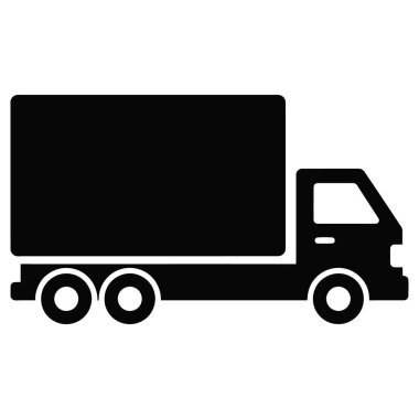 Teslimat Aracı Simgesi Vektör İllüstrasyonu, Siyah ve Beyaz Kargo Aracı Sembolü