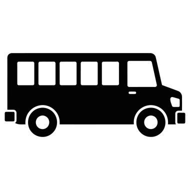 Okul Otobüs Vektörü Simgesi, Ulaşım İllüstrasyonu, Mobil Uygulama ve Web Tasarımı Sembolü