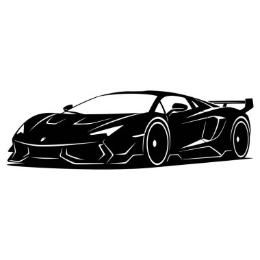 Siyah ve Beyaz Lüks Süper Araba Otomotiv Tasarımı İçin İzole Vektör İllüstrasyonu