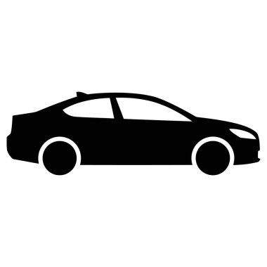 Araç Silüeti Simgesi Beyaz Arkaplanda İzole Edildi - Ulaşım Vektörü İllüstrasyonu