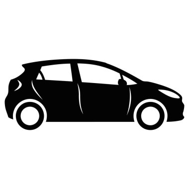 Tasarım ve Yaratıcı Projeler için Kompakt Hatchback Araba Silueti Vektör İlülasyonu