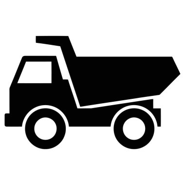 Çöp Kamyonu Vektör Simgesi, Ağır İnşaat Malzemeleri Silüeti, Taşıma Aracı Sembolü