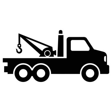 Çekici kamyon simgesi. Ağır Görevli Kurtarıcı Kamyonu. Yol kenarı Yardım Aracı Silueti.