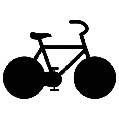 Basit Siyah Bisiklet Simgesi, Taşımacılık ve Uygunluk Konsepti Tasarım Elemanı.
