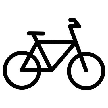 Bisiklet Simgesi Vektör İllüstrasyonu, Siyah ve Beyaz Biçimli Yol Bisikleti Sembolü