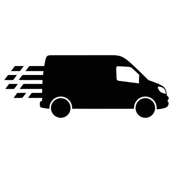 Teslimat aracı vektör simgesi, hızlı dağıtım aracı illüstrasyonu, hızlı ulaşım aracı logosu