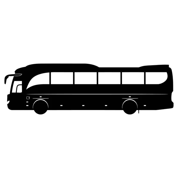 Otobüs Simgesi Vektör Silueti, Seyahat ve Turizm için Ticari Ulaşım Aracı