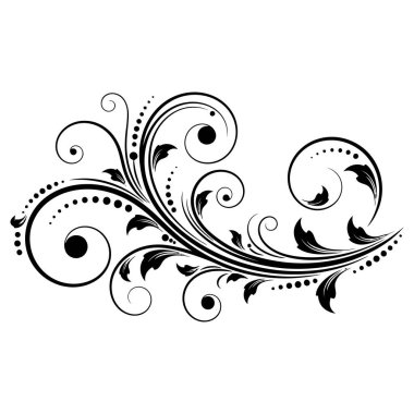 Yaratıcı Projeler için Zarif Siyah ve Beyaz Flurish Vektör Tasarım Elemanı