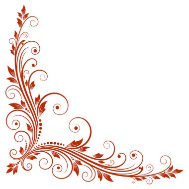 Beyaz Arkaplan Üzerinde Kahverengi Çiçek Vektör Köşe Tasarımı Elementi