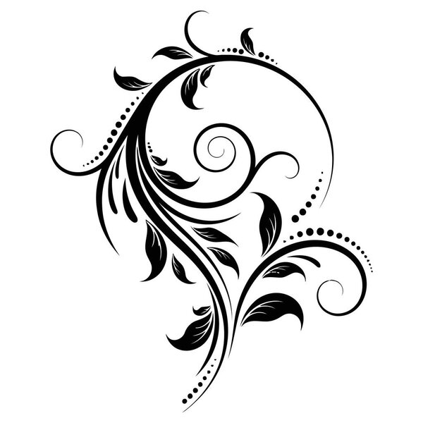 Элегантный вихрь процветать дизайн Элемент в черно-белом для украшения