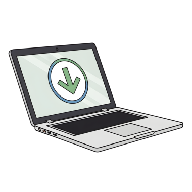 dizüstü bilgisayar ve ok simgesi. vektör grafiği