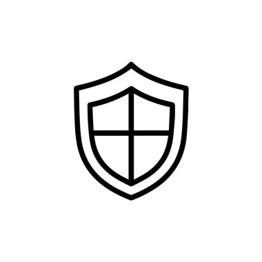 Dört çeyrekli basit vektör çizgisi ikonu. Web ve uygulama arayüzleri için dijital koruma, siber güvenlik ve veri gizliliğini sembolize eder.