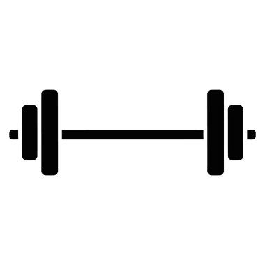 Halterin temiz, düz bir ikonu spor salonunu, halter kaldırmayı ve fiziksel zindeliği sembolize ediyor. Sağlık, spor ve yaşam tarzı tasarımları için ideal.