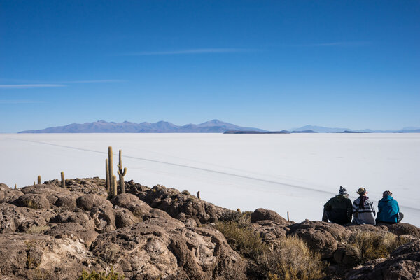 People enjoying the salt flats