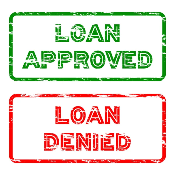 "loan approve" and "loan denied" stamp — Stock Vector