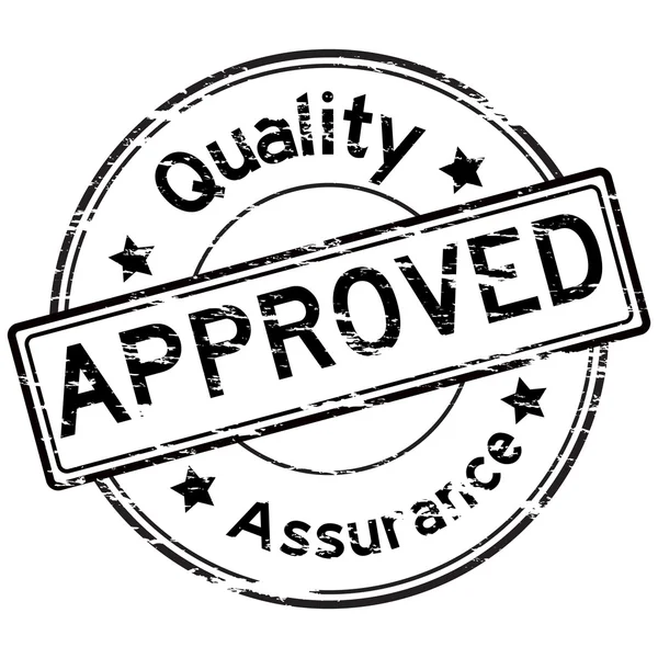 Black grunged approve and quality assurance stamp — Stock Vector