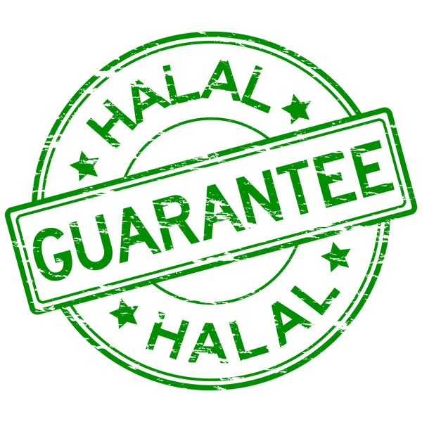 Zielony grunged gwarancji i halal pieczęci — Wektor stockowy