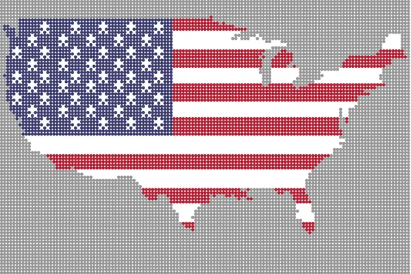 Mapa de puntos USA con color de bandera — Vector de stock