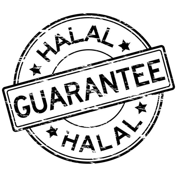 Czarny grunged gwarancji i halal pieczęci — Wektor stockowy
