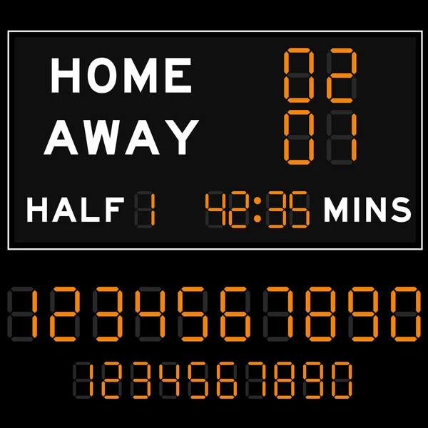 Scorebord met oranje digitale lettertype — Stockvector