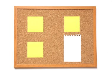 Corkboard beyaz arka plan hakkında kağıt