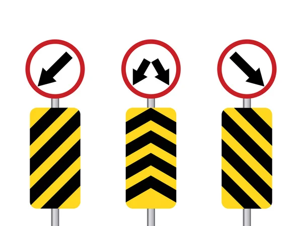 白い方向記号セット黄色方向標識 — ストックベクタ