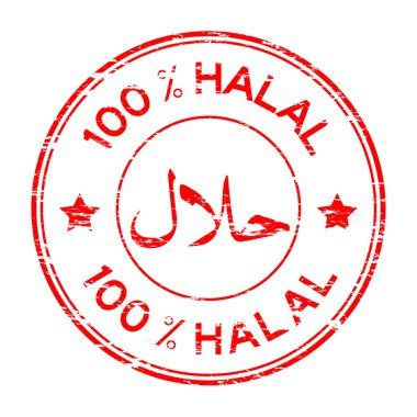 Kırmızı grunge % 100 Helal damgası