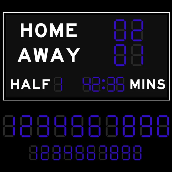 Scorebord met blauwe digitale lettertype — Stockvector