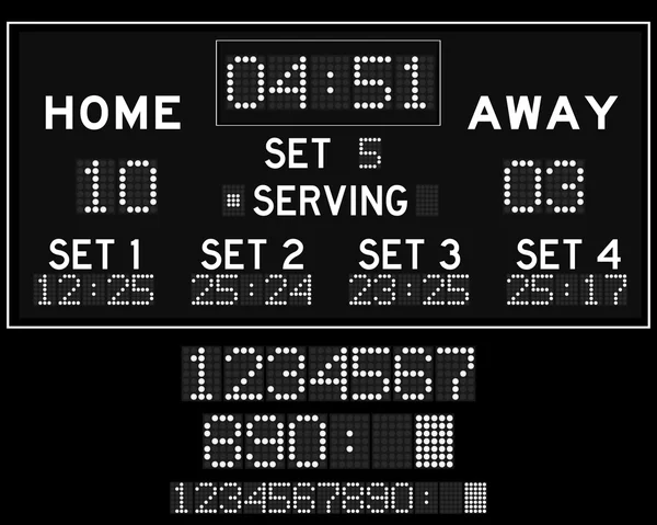 Digitale weiße LED-Anzeigetafel für Volleyball — Stockvektor