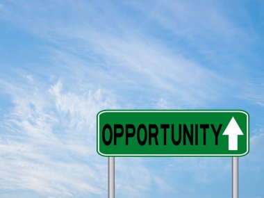 Yeşil ulaşım işareti fırsat kelime ile