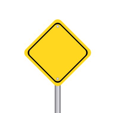 Beyaz arka plan üzerinde boş sarı ulaşım işareti