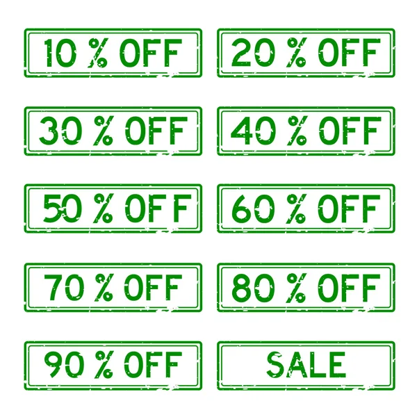 Set of grunge green sale rubber stamp — Stock Vector