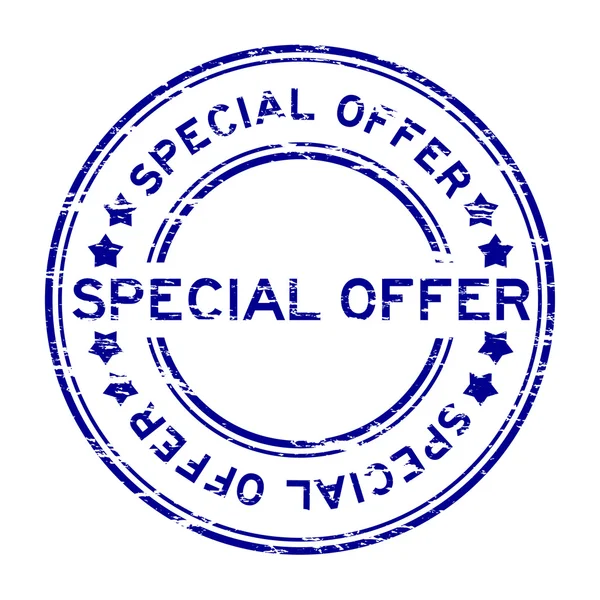Grunge azul oferta especial ronda sello de goma — Archivo Imágenes Vectoriales